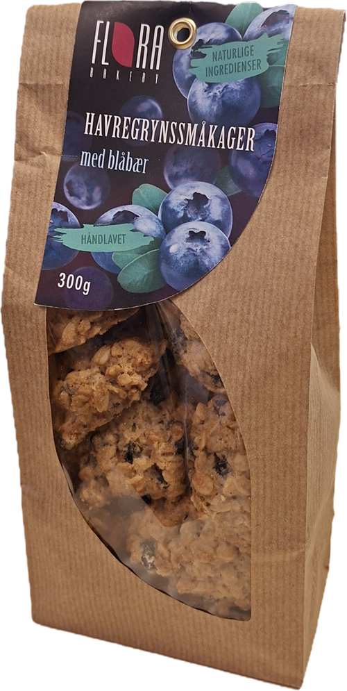 Havregrynssmåkager m. blåbær 300 g.