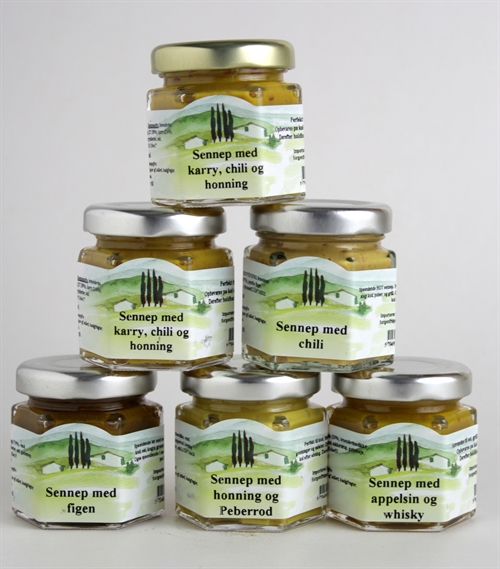 Sennep m. honning og peberrod mini 40 ml.