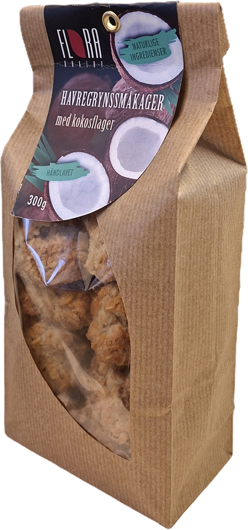 Havregrynssmåkager m. kokosflager 300 g.